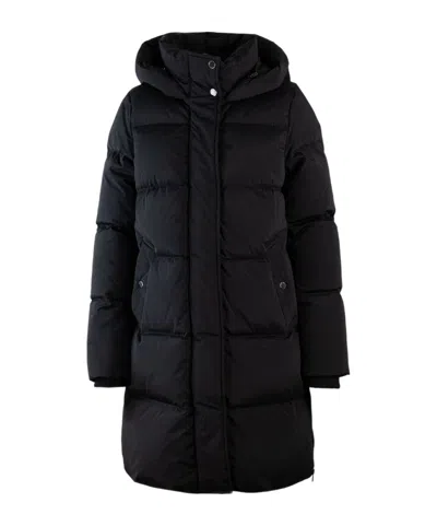 Woolrich Quilted Jacket With Concealed Zip And Snap Button Placket In Black