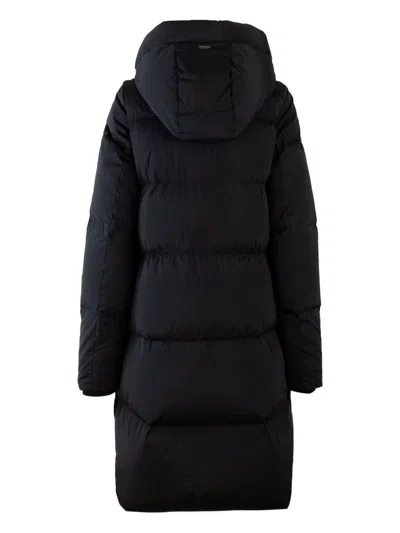 Woolrich Quilted Jacket With Concealed Zip And Snap Button Placket In Black