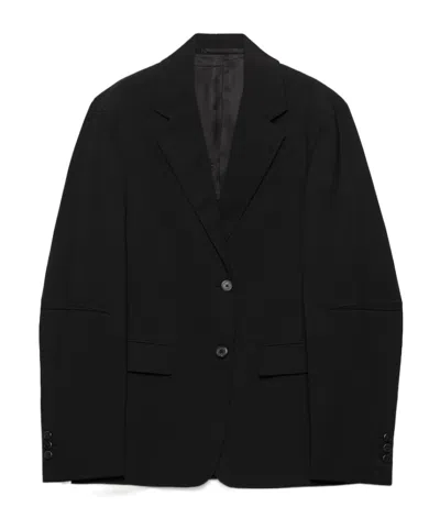 Prada Single-breasted Jacket In Superfine Wool In Black