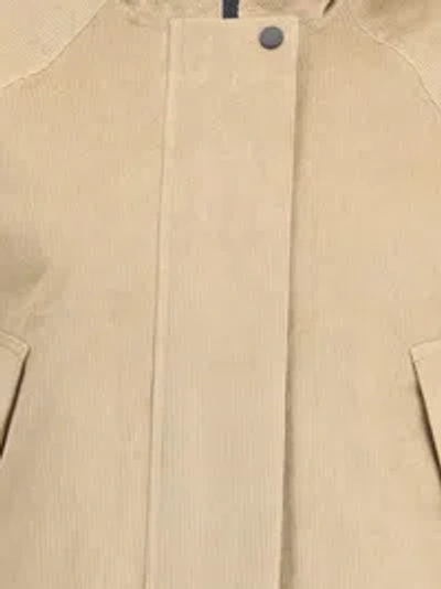 Woolrich Hooded Corduroy Jacket Adjustable Cuffs In Brown