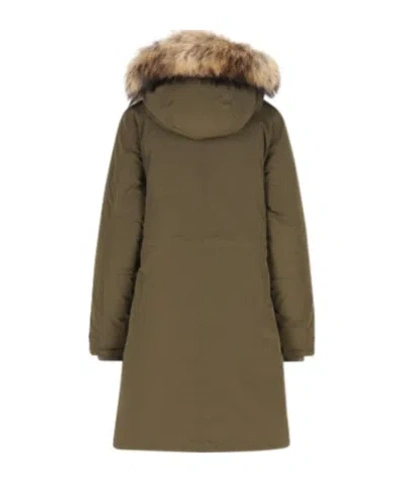 Woolrich Dark Green Polyester Coat In Green