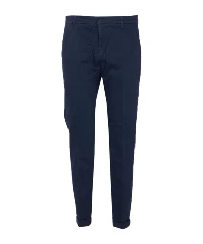Dondup Gaubert Slim-fit In Gabardina Stretch Mano Calda Tinto In Capo Trousers In Blue