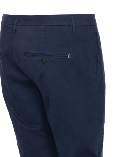 Dondup Gaubert Slim-fit In Gabardina Stretch Mano Calda Tinto In Capo Trousers In Blue