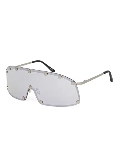 Rick Owens Drkshdw Shielding Mirrored-lens Sunglasses In Gray
