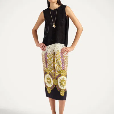 La Doublej Patterned Pencil Skirt In Blue