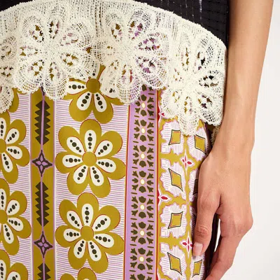 La Doublej Patterned Pencil Skirt In Blue