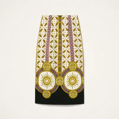 La Doublej Patterned Pencil Skirt In Blue