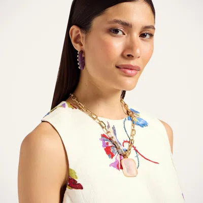 La Doublej La Scala Feather-trimmed Cotton Top In White