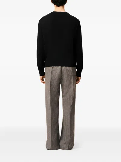 Ami Alexandre Mattiussi Ami Paris Men Black Crewneck Sweater With Adc Embroidery On The Front In Wool Blend Man In Multi