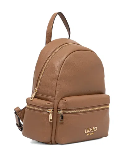Liu •jo Logo-lettering Backpack In Brown