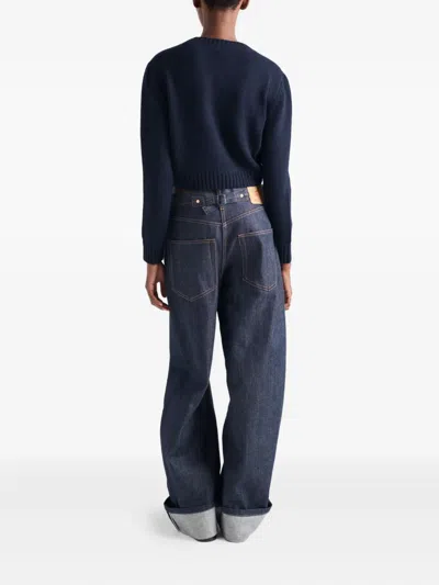 Prada Wool And Cashmere Crew-neck Sweater In Blue