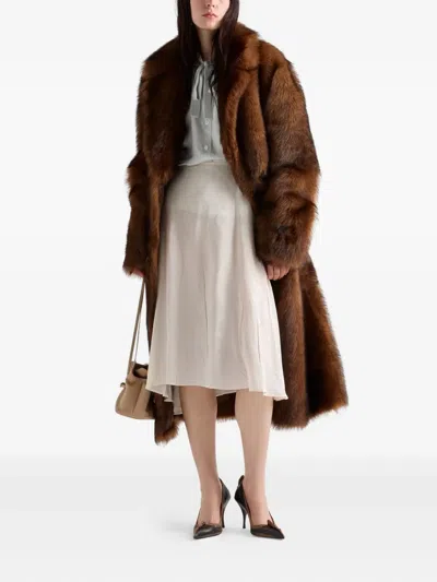 Prada Floral Jacquard Midi Asymmetric Skirt In Neutral