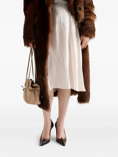 Prada Floral Jacquard Midi Asymmetric Skirt In Neutral