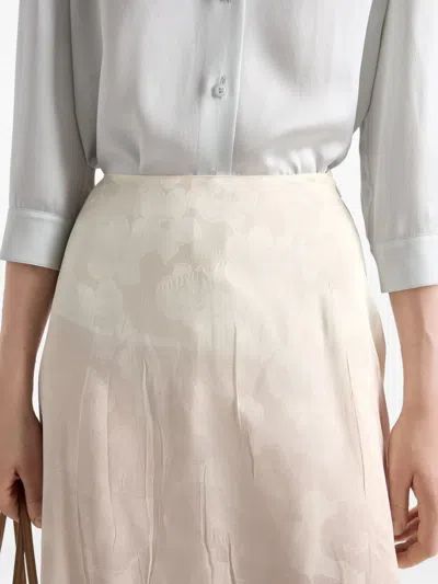 Prada Floral Jacquard Midi Asymmetric Skirt In Neutral