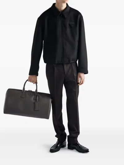 Prada Pleated-front Wool Trousers In Black