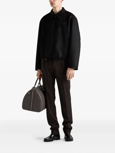 Prada Pleated-front Wool Trousers In Black