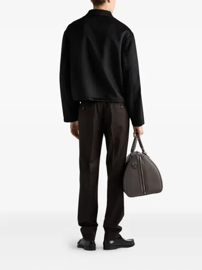 Prada Pleated-front Wool Trousers In Black