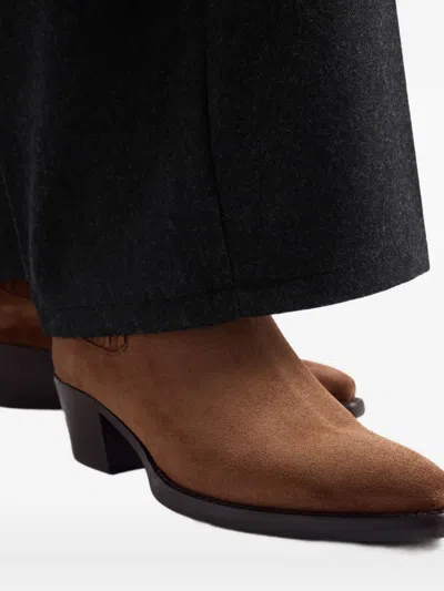 Prada Elastic-gusset Pointed-toe Boots In Brown