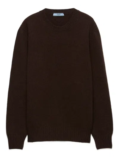Prada Wool And Cashmere Crew-neck Sweater Clothing In Brown