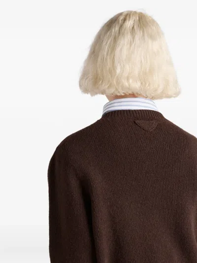 Prada Wool And Cashmere Crew-neck Sweater Clothing In Brown