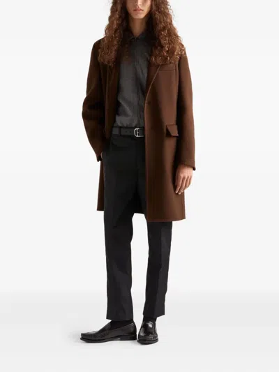 Prada Concealed-fly Trousers In Black