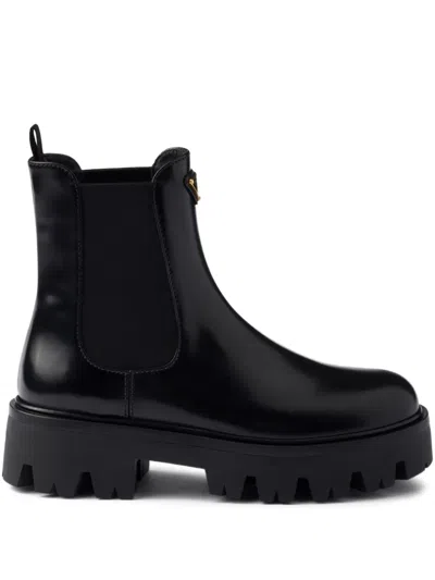 Prada Ankle Boots With Chunky Sole And Pull Tabs In Black
