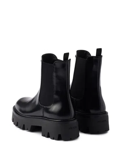 Prada Ankle Boots With Chunky Sole And Pull Tabs In Black