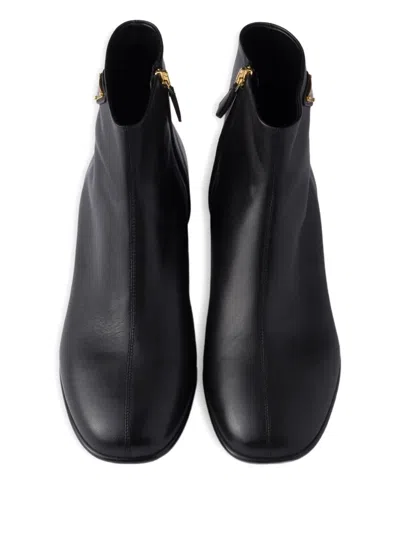 Prada Triangle-logo Zip Ankle Boots In Black