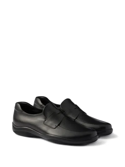 Prada Toblach Leather Loafers In Black
