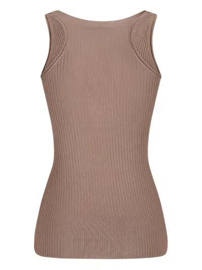 Wild Cashmere Ribbed Tank Top In Brown