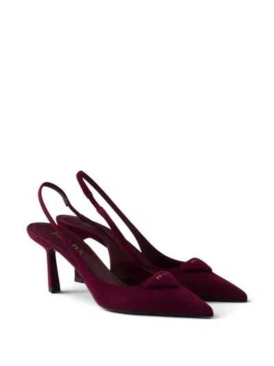 Prada Patent Leather Slingback Pumps In Red