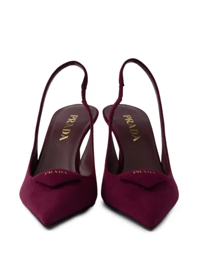 Prada Patent Leather Slingback Pumps In Red