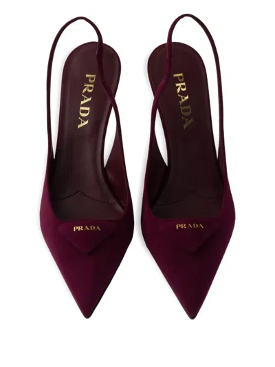 Prada Patent Leather Slingback Pumps In Red