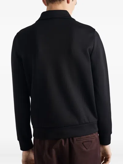 Prada Logo Zip-closure Jacket In Black