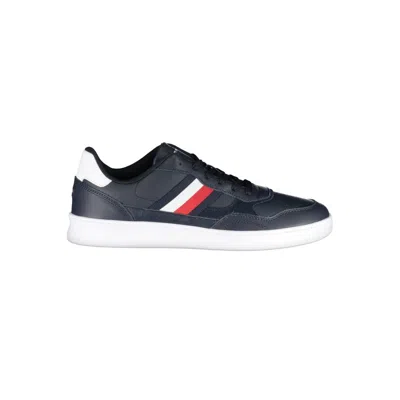 Tommy Hilfiger Sleek Blue Lace-up Sneakers With Logo Detailing