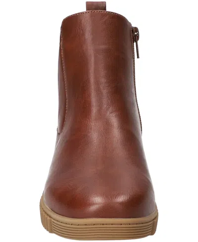Easy Street Womens Wyatt Flat Heel Booties In Brown