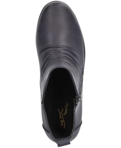 Easy Street Womens Jeanie Block Heel Booties In Blue