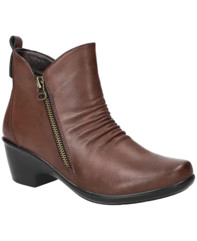 Easy Street Women's Jeanie Ankle Zipper Boots In Brown