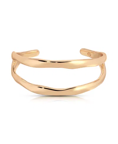 Ettika Double Thin Metal Open Cuff In Gold