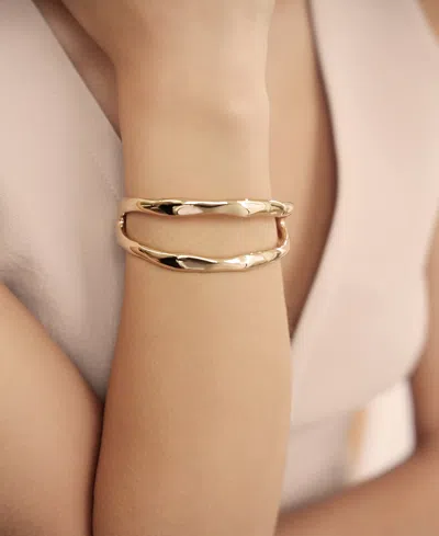 Ettika Double Thin Metal Open Cuff In Gold