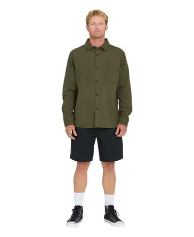 Quiksilver Men's Heron Long Sleeve Shirt In Green