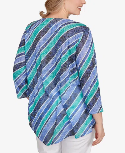 Ruby Rd. Plus Size Bias Stripe Beaded Top In Multi