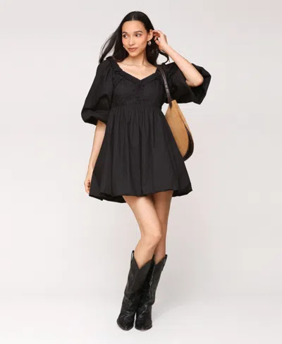 Avec Les Filles Women's Cotton Sweetheart A-line Dress In Black