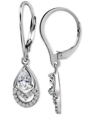 Giani Bernini Cubic Zirconia Pear & Round Leverback Drop Earrings, Macy's Exclusive In Silver