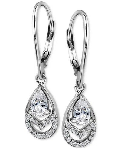 Giani Bernini Cubic Zirconia Pear & Round Leverback Drop Earrings, Macy's Exclusive In Silver