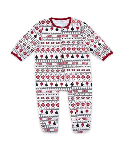 Wear By Erin Andrews Baby Boys And Girls 2-piece Washington Capitals Allover Print Full-zip Sleeper Bib Christmas Set In White