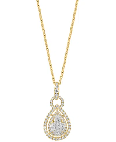 Effy Collection Effy Diamond Mixed Cut Teardrop Halo 18" Pendant Necklace (1 Ct. T.w.) In 14k White Gold (also In Ye In Gold