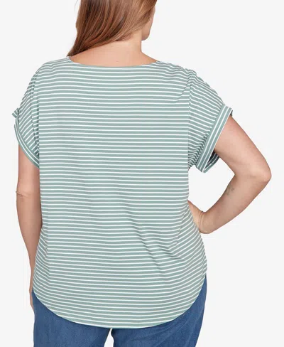 Ruby Rd. Ruby Rd Floral Stripe T-shirt In Multi