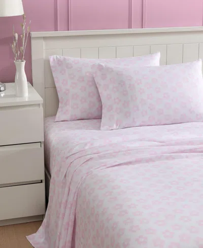 Betsey Johnson Silky Microfiber Printed 4-pc. Sheet Set, Full In White