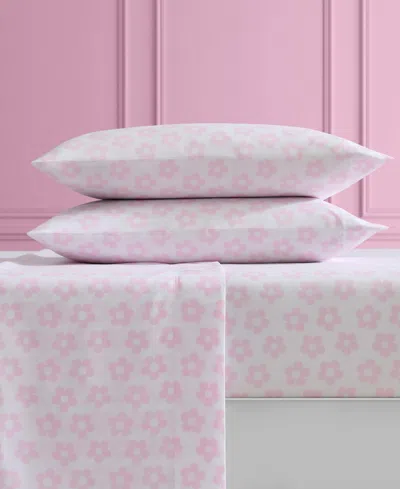 Betsey Johnson Silky Microfiber Printed 4-pc. Sheet Set, Full In White
